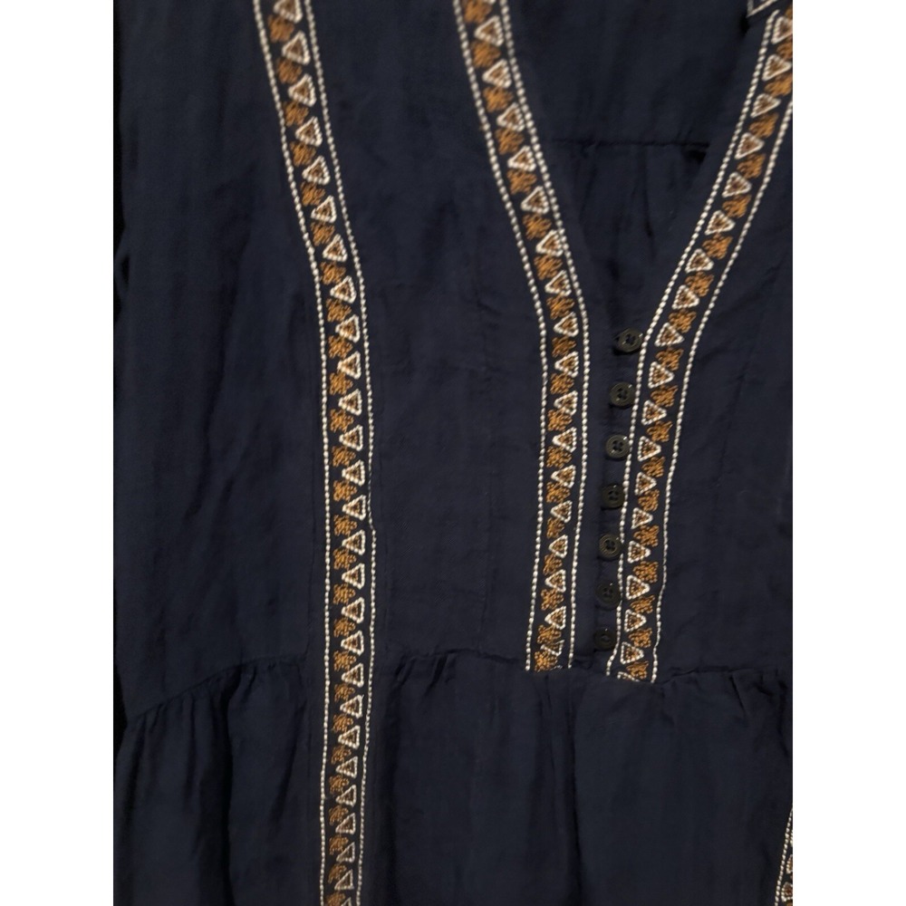 Knox Rose Women's Peasant Top Blue Roll-Tab Sleeve Size Small Boho Artsy - Picture 4 of 8